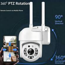 1080P HD Outdoor WiFi PTZ Security Camera, 2.4G Wireless Connection, 360° Panoramic Rotation, Human Tracking Motion Alarm, Two-Way Audio Intercom, Full Color Night Vision, Multi-User Family Sharing Remote Phone Viewing, Indoor Security Monitor - White - View 7
