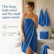 Oversized Bath Towel Set Of 6 Ultra Soft And Absorbent Microfiber Towels For Bathroom Gym Travel And Hotel Daily Use - Blue - View 3