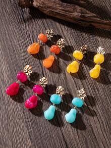 1 par de pendientes de borlas de colores a la moda y lindos, pendientes geométricos asimétricos de acrílico, adecuados para uso diario, vacaciones, citas, fiestas - Pendientes de borlas - Ver 1