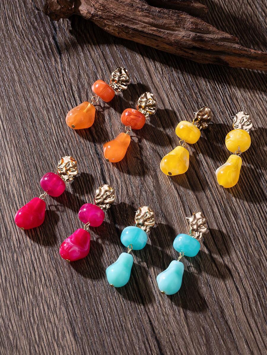 1 par de pendientes de borlas de colores a la moda y lindos, pendientes geométricos asimétricos de acrílico, adecuados para uso diario, vacaciones, citas, fiestas - Pendientes de borlas - Ver 1