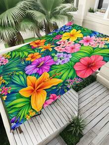 1pc Plant Leaf Floral Print Design Sunshade Awning, Outdoor Shade Cloth And Canopy, 2D Flat Printed Tent, Washable, Suitable For Garden, Camping, Beach, Yard, Poolside And More, Poles Not Included - Multicolor - View 39