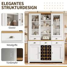 Multifunctional Cabinet With Anti-Tip Lock, Stand Cabinet For Kitchen And Living Room With Glass - 白色 - 查看 9