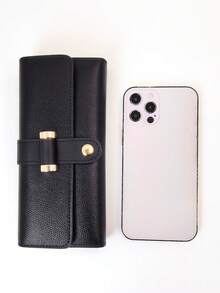 Vintage Long Zipper Wallet, Student Fashion New Style Wallet, Christmas New Year Gift, Phone Wallet, Women's Bag - Black - View 4