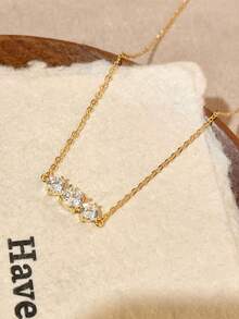 BALMORA 1 Fashionable Versatile S925 Sterling Silver Zirconia Pendant Necklace For Women Mother's Day Valentine's Day Birthday Jewelry Gift - Gold - View 3