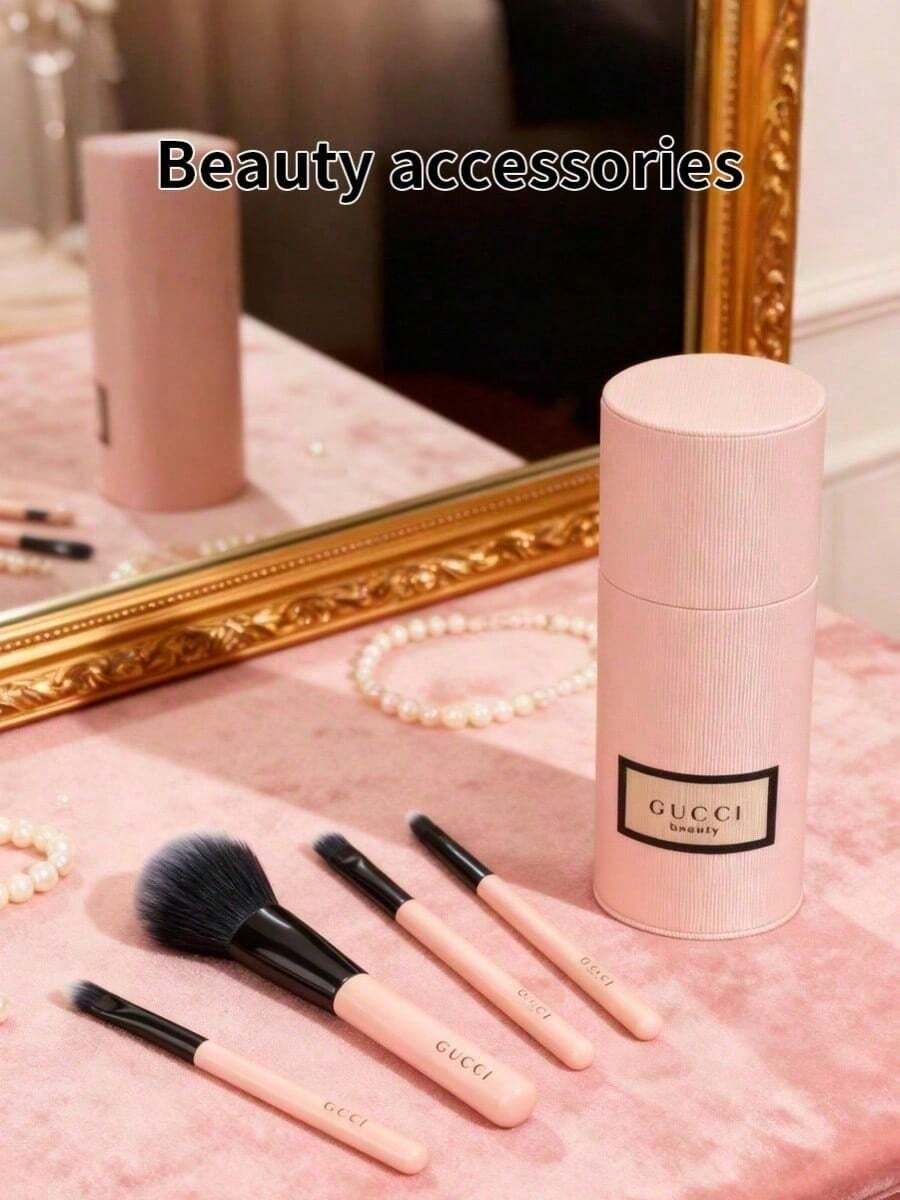 Elegantes süßes rosa Mode-Make-up-Pinselset mit tragbarem Aufbewahrungseimer, praktischer integrierter Aufbewahrungsbox, praktisches tägliches Reise-Beauty-Tool, luxuriöses kleines Geschenk für Make-up-Enthusiasten und Freunde GUCCI-GIFT-25 - Pink - Übersicht 1