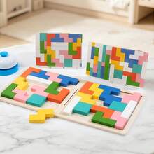 Wooden 2-Player Battle Puzzle Toy With Buzzer And Question Cards, Competitive Tabletop Game For Kids 3+, Logic Thinking And Focus Training Educational Toy, Colorful Puzzle Assembly For Spatial Imagination, Parent-Child Interactive Desktop Competition Game, Kindergarten Educational Competition Prop, Gift For Boys And Girls - Multicolor - View 6