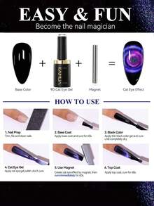 KAMUA 9D Cat Eye Gel Nail Polish 15ml Shimmer Glitter Holographic Reflective Magnetic Dual-Color Cat's Eye Gel Edgy Style Soak Off UV Gel Nail Polish Salon DIY Manicure Gift For Women - Multicolor - View 4