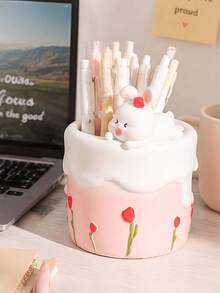 Cute Bow Tie Pen Holder, Creative Desktop Pen Holder, Pencil Stationery Storage Box, Desktop Accessory Storage Box, Classroom Storage Tool, Back To School Supplies, Home Office Desktop Decor, Multi-Function Pen Holder Stand - Multicolor - View 1
