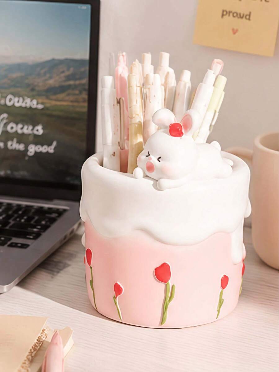 Cute Bow Tie Pen Holder, Creative Desktop Pen Holder, Pencil Stationery Storage Box, Desktop Accessory Storage Box, Classroom Storage Tool, Back To School Supplies, Home Office Desktop Decor, Multi-Function Pen Holder Stand - Multicolor - View 1