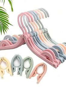 10pcs Travel Hangers, Portable Folding Hangers (No Clip), Foldable Drying Rack, Anti-Slip Design, Suitable For Retail Stores And Cruise Travel Essentials (Random Color) - Multicolor - View 2