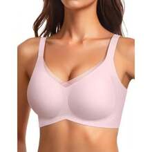 Sujetador talla grande sin aros malla tirantes cruzados push-up sin costuras mujer europeo-americano - Negro - Ver 8