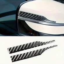 2 piezas Tira anticolisión de fibra de carbono para espejo retrovisor de coche, cubierta protectora universal adecuada para todos los modelos de coche, pegatina de protección para espejo lateral de coche, accesorios para coche, película para espejo retrovisor, pegatina para espejo retrovisor - 2 piezas - Ver 3