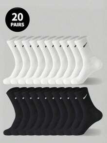 2/5/10/12/20/1 Pair Men's Sports Socks, Running Socks, Mid-Calf Anti-Slip Design, Odor-Resistant Basketball Socks - Multicolor - View 1