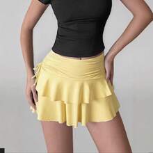 Falda de Pastel Elegante para Mujer, Estilo Europeo y Americano, Versátil, con Diseño de Cordón Ajustable, Sensación de Alta Gama - Blanco - Ver 4