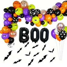 3件組 16英吋黑色「Boo」字母鋁箔氣球，適用於萬聖節派對、主題派對裝飾、遊樂園及室內/室外居家裝飾 - 查看 4