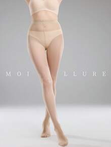 MOIRÉALLURE 1pc Solid Color Suitable For Daily Life Basic Tights - Clear - View 4