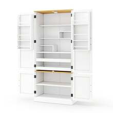 Kitchen Cabinet White - Motion Sensor, Adjustable Shelves - White - View 7