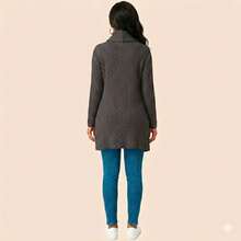 Women's Cardigans With Front Opening And Turtleneck - Comfortable And High Quality - Dark Grey - View 2