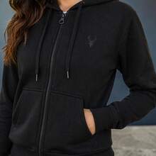 2-PIECE CASUAL SET FOR LADIES, HOODIE AND PANTS - Black - View 2
