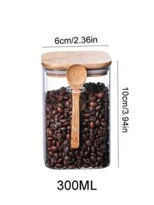 Glass Jar Set, Glass Jar, Bamboo Lid, Bamboo Spoon, High Borosilicate Glass Jar, Large Capacity Airtight Storage Jar With Natural Bamboo Spoon | Suitable For Tea, Salt, Sugar, Coffee Storage, Moisture-Proof And Mold-Proof - Multicolor - View 11