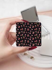 1PC British Country Style Portable Vanity Mirror, Foldable Lightweight Ultra-Thin Convenient Hand Mirror, Durable PU Leather, Suitable For Multiple Occasions And All People, Foldable Square Small Mirror, Pocket Mirror, Fresh Floral Rose Pattern Design, Exquisite And Delicate, Foldable Structure, Durable And Reliable, Drop-Resistant, Easy To Carry, Handheld Makeup Mirror, 180° Flip Cover, Multi-Functional - Multicolor - View 9