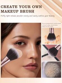 22/6pcs Dual-Color Coffee & Black Makeup Brush Set, Rose Gold Handle, With Triangle Velvet Powder Puff, Makeup Sponge, Eyelash Curler, Silicone Brush Cleaning Bowl, Dry & Wet Use Makeup Tools, Suitable For Foundation, Blush, Eyeshadow, Concealer, Setting Powder - Black - View 2