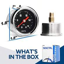 2026NEW0-15 Psi Fuel Pressure Gauge, 1-1/2 Black Dial, 1/8 NPT Back Mount, Silicone Oil Liquid Filled, Stainless Steel Case, Inline Low Pressure Gauge, For Water Oil Pressure Test - 015 Psi - View 7