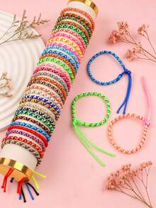 10/20pcs/Set Bohemian Style Colorful Fashion Woven Adjustable Children's Bracelets, Geometric Pattern, Gift For Friends, Daily Wear Accessories - Friendship Rope - View 5