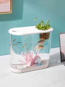 Creative Desktop Plastic Fish Tank, Transparent Plastic Mini Aquarium Vase, Modern Home Office Decor, Betta Fish Habitat And Hydroponic Plants (Plants And Tank Decor Not Included) - Multicolor - View 7