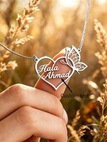 Colier personalizat cu fluture și inimă, cu două nume, cadou rafinat și versatil pentru Crăciun, întoarcerea la școală, zi de naștere, Ziua Mamei, perfect pentru familie, prieteni și cei dragi - Multicolor - Vizualizare 2