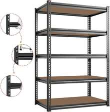 5-Tier Metal Storage Organizer Shelf, Heavy Duty Adjustable Multipurpose Metal Storage Rack, For Store Organizer Shelf (Black) - Black - View 4
