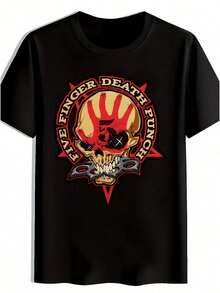 Camiseta Gráfica Negra para Hombre con Estampado de FIVE FINGER DEATH PUNCH, Diseño Retro de Banda de Rock, Cuello Redondo, Manga Corta, para Verano, Casual, para Viajes - Color de la imagen principal - Ver 1