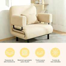 STAR BURN Sofá Cama Plegable Multifuncional, un Diseño Cuatro en uno Que Incluye Sillón Reclinable, Almohada y Bolsillos de Almacenamiento, con Respaldo Ajustable, 188 CM / 74 Pulgadas (Blanco) - 1 - Ver 9