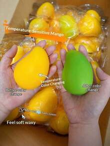 1 pieza Mango crujiente hecho a mano, pelota antiestrés de rebote lento que cambia de color, juguete de fruta realista para apretar, regalo de relajación - Multicolor - Ver 5