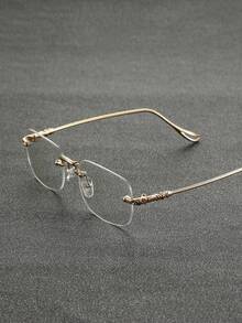 1pc Modern Minimalist Design Elegant Rimless Men's Glasses, Transparent Lenses, Simple Fashion High-End Glasses - Multicolor - View 7
