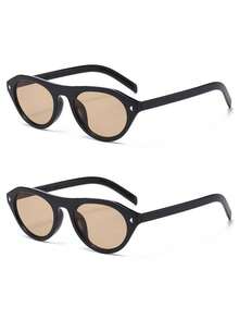 1PC/2PCS Women's Sunglasses New Personalized Retro Oval Frame Minimalist Cool Chic High-End Texture Daily Street Commute Outfit Driving Travel Beach Vacation Photo Versatile Style - Multicolor - View 9