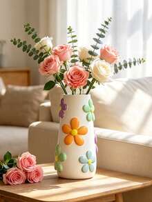 Pastel Flower Resin Vase, Colorful Floral Bud Vase, Cute Decorative Flower Vase For Pampas Grass, Dried Flowers & Small Plants, Aesthetic Home Decor, Boho Room Decor, Shelf Decor, Table Centerpiece, Living Room, Bedroom, Housewarming Gift - 1PC - View 3