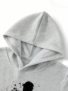 Set Hoodie dan Celana Panjang Hangat Motif Kartun untuk Anak Laki-Laki Remaja - Grey - View 5