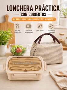 1200ml Adult Lunch Box, Leak-Proof Bento Box With Utensils, 3-Compartment Design, Microwave - Multicolor - View 9
