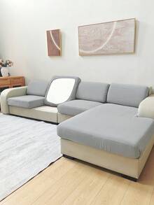 1 buah Sarung Bantal Kursi Sofa Warna Polos, Elastisitas Tinggi, Dapat Dilepas dan Dicuci dengan Mesin, Cocok untuk Ruang Tamu, Bahan Poliester, Sarung Bantal Kursi Sofa dan Sandaran Punggung - Light Grey - View 4