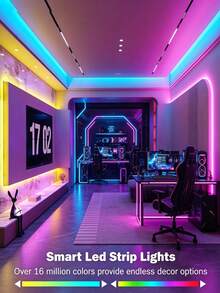 1件裝智慧LED燈條 5050高品質RGB變色燈棒 App控制 44鍵遙控器 音樂同步 適用居家裝飾、臥室、廚房、電視、節日派對、聖誕節 - RGB - 查看 8