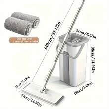 BANBERS Mop And Bucket Set With Wringer, With 2 Reusable Microfiber Pads With 360° Flexible Rotation, Hands-Free Flat Mop And Bucket With Long Handle For Floor Cleaning And Wall Cleaning - Mop + Bucket + 2 Microfiber Pads - View 11