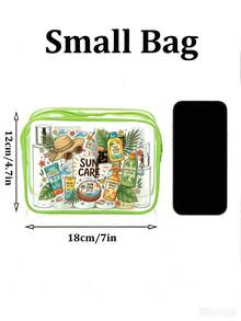 New Sun Protection Themed Printed PVC Waterproof Toiletry Bag, PVC Beach Bag, Fresh Hand-Drawn Sun And Sun Protection Design, Summer Sun Care Storage Gift, Zippered PVC Travel Organizer Bag, Lightweight Fade-Resistant Makeup Toiletry Bag Suitable For Women And Men, Easy To Clean Design, Suitable For Mothers, Teachers, Friends, Nurses Makeup Bag, School Vacation Holiday Back To School Supplies Toiletry Bag - Multicolor - View 12