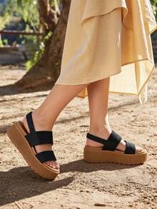 Platform Sandals For Women, Classy Summer Beach Water Sandals, Open Toe Comfortable & Lightweight, Casual Vacation Essentials Party Going Out Shoes - 黑棕色 - 查看 7