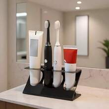 1 pieza Soporte para cepillo de dientes y pasta de dientes de 3 ranuras - Estante de almacenamiento para baño - Organizador de tocador - Soporte para maquinilla de afeitar - Decoración de baño para el hogar - Decoración de regreso a clases - Adecuado para el hogar y el baño - Almacenamiento ideal para el hogar - Soporte para cepillo de dientes - Decoración de baño - Accesorios de baño - Artículos esenciales de viaje - Artículos esenciales para dormitorio 1/2 piezas - Multicolor - Ver 6