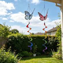3/1pc Colorful Butterfly Decorative Hanging Rotating Windmill, Outdoor Kindergarten Project Activity Yard Decoration - A - View 9