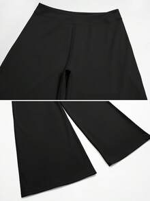 TimeOff Women's 1pc Solid Color Draped Wide Leg Pants - Black - View 4