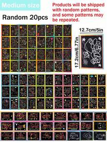 10/20pcs DIY Scratch Art Set, Includes Art Paper, Magic Painting Paper, Scraper Tools And Wooden Scratch Pens, Creative Coloring Crafts, DIY Painting Kit - Multicolor - View 13