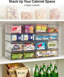 Vtopmart Stackable Storage Drawers, Acrylic Organizer With 24 Non-Slip Mats, Bathroom Organizer For Changing Table, Bathroom (5 Pack: Wide + Tall + Small) - 3 件裝 - 小號 + 寬號 - 查看 6
