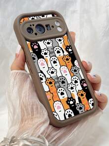 TJ147 Adorable Cat Paws Fully Enclosed For Drop Protection And Slip Resistance Features Angel Eye TPU Soft Case For  A38 A18 A15S A16S A17K A54 A58 A5i A5 Pro A5X A60 A74 A79 A57 A78 A35 A53 Find X8 Reno7 10 12 11 13 14 Pro 4F 11F 12F 12FS 13F 14F 4Z 5Z 6Z 7Z 8Z For Redmi 12 13 9C 10C 12C 13C 14C Note 9 10 11 12 13 14 Pro 10S 11S 12S 14S For Poco M6 M7 X7 For Honor X9C Magic7 Lite For Galaxy S26 Ultra For Pixel 7 For  V30 Lite For  Phone Case - 冷咖色 - 查看 2